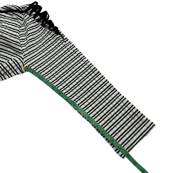 WHITE HOUSE BLACK MARKET *NEW* Textured Stripe Strappy Shoulder Top Size Large - Picture 10 of 11